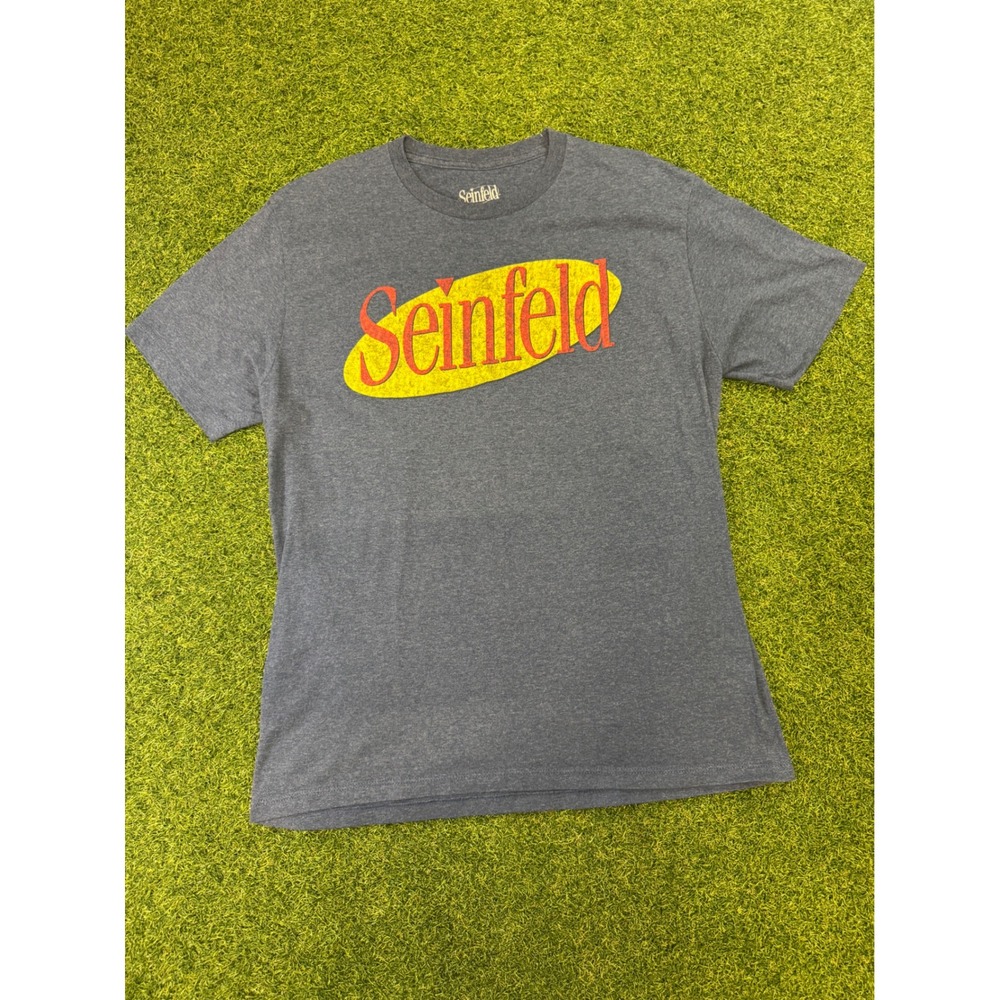 Seinfeld‎ Logo Graphic T-Shirt Mens Large Heather Grey Short Sleeve TV Show Tee